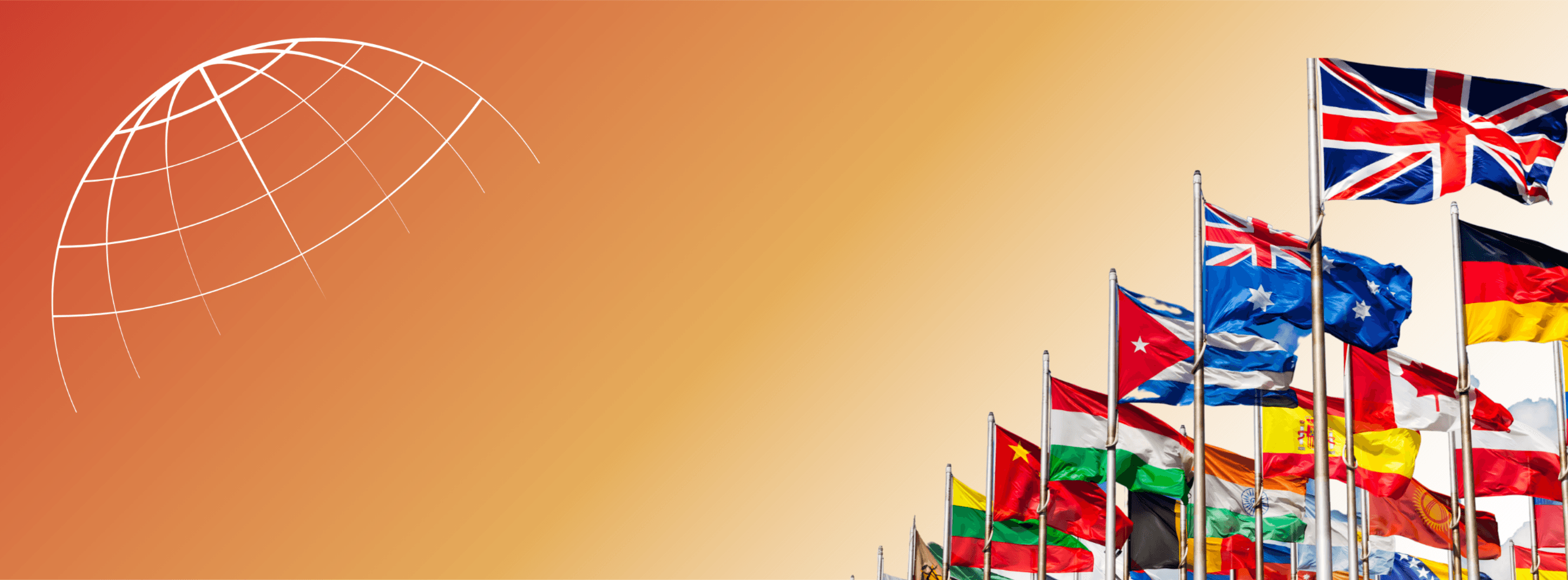 National flags of the countries IndiGTM helps foreign brands sell into, including the UK, Australia, Germany, Canada, and India